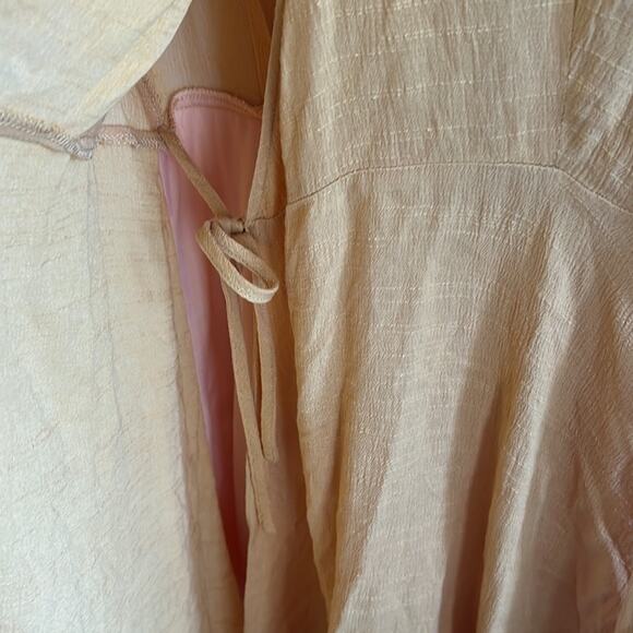 Lulu's Harbor Point Mustard Yellow Flutter Sleeve Wrap Dress Small - Picture 7 of 8